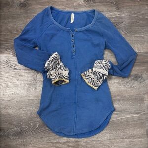 Free People Alpine Cuff Henley Royal Blue